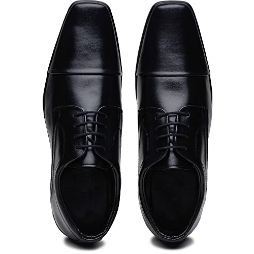 Sapato Social Masculino Confort Casual Fechamento em Cadarço Bico Fino Elegante (43, Preto)