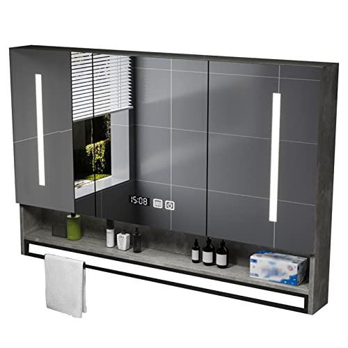 JFGCTYHXY Espejos de baño con LED, Armario de baño con espejo, luces y organizador almacenamiento antivaho(110x80x13cm)