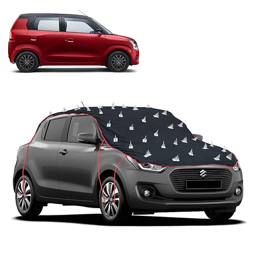 Image of Dog Protection Spike Car Cover for WagonR Bonnet to Roof Easy Installation with 4 Elastic Hook Strap | Anti-Scratch Soft Cotton Inner | Complete Protection from Street Dogs & Monkeys