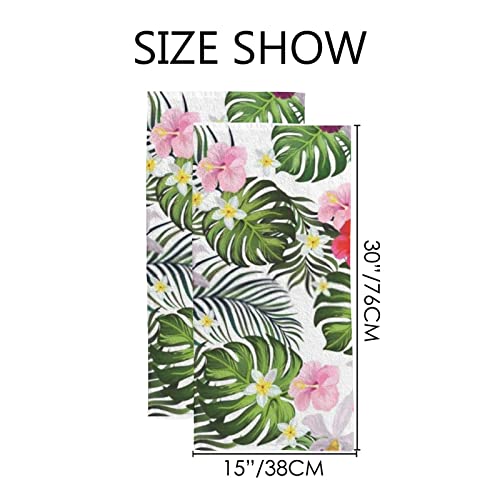 Vantaso Tropical Palm Leaves Hand Towels Set 2 For Bathroom,Absorbent Kitchen Towels Spring Flowers Microfiber Bath Towel Dish Fingertip Towel For Guest Bar Gym Spa 30 X 15 Inch #TOP2