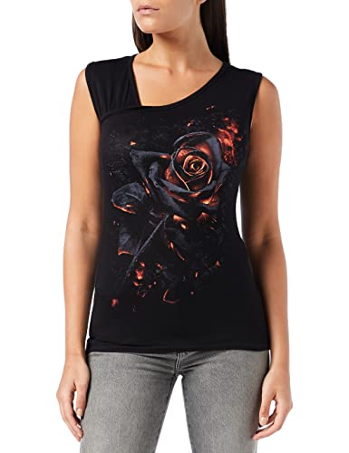 Spiral - Burnt Rose - Gathered Shoulder Slant Vest Black
