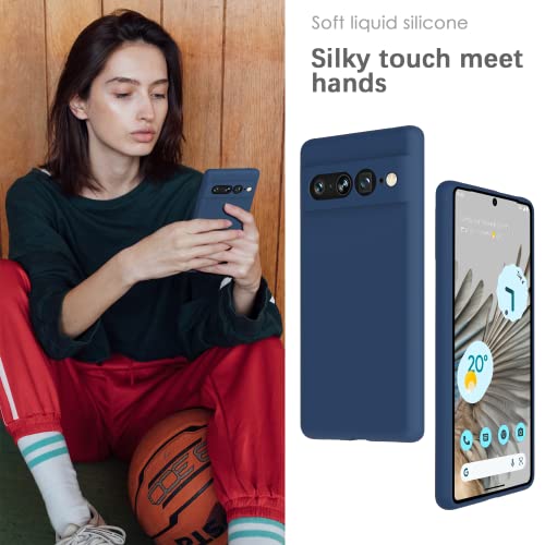Image of YATWIN Silicone Back Case for Google Pixel 7 Pro, Soft-Touch Phone Back Cover for Google Pixel 7 Pro - Dark Blue