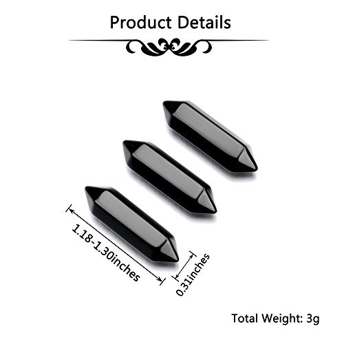 Crystaltears 3Pcs Black Obsidian Healing Crystals Wand Hexagonal Natural Reiki Healing Crystals Points Gemstone Wand Set For Meditation Crystal Therapy #TOP4