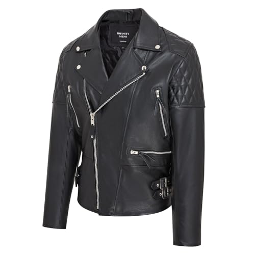 Mens Cowhide Leather Brando Biker Jacket3
