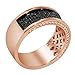 Pretty Jewels 10k Rose Gold 1/2 Carat (ctw) Round Cut Black Natural Diamond Three Row Men's Anniversary Wedding Band Ring (Diamond Color: Black, 0.50 Cttw) Ring Size-9