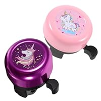 2 Pack - Unicorn Purple and Pink -Loud Crisp Clear Sound Metal Bike Bicycle Bell for Kids and Styles - AR3T Collection (Purple + Baby Pink Unicorn - 2 Pack)