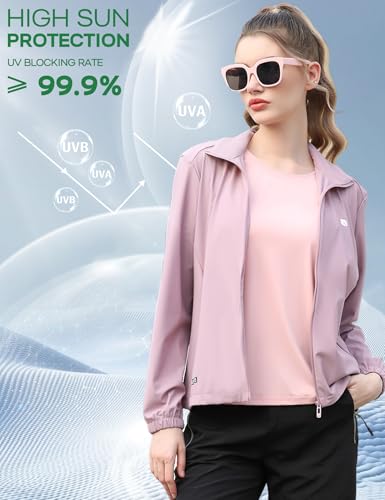 Image of Venzina UPF 150+ Sunscreen Jacket for Women, Stylish Sun Protection Jackets for Women, Cool Feel Quick Dry Sun Hoodie, Modern Fit with Removable Hat & Zip Pocket, for Driving, Camping