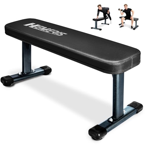 HEMERIS Flat Weight Bench 41 Inch 2.4 Inch Thick Pad Workout Bench 660 LBS Bench Press Exercise Equipment for Home Gym Strength Weight Training(Black)