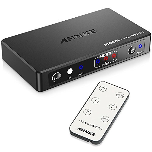 ANNKE HDMI Switch, Intelligent 3 Port 3X1 HDMI Switch Splitter with IR Remote