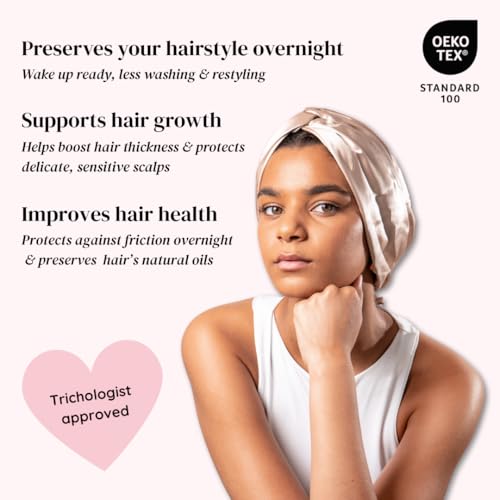 Bonnet de nuit en soie cheveux cassants solution réglable noire