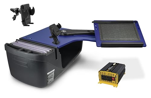 Poste de travail de véhicule AutoExec équipé d'un onduleur 400W et rangements ergonomiques bleu