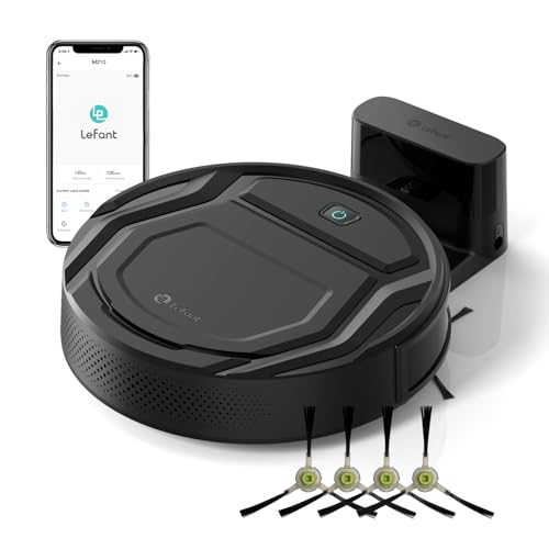 Lefant Robot Vacuum Cleaner, 120 Mins Runtime, Compact Design, Low Noise, Powerful Suction, Wi-Fi/App/Voice Control, Self-Charging, Scheduled Cleaning, Ideal for Pet Hair and Hard Floors, M2