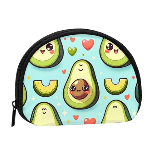 Portable Coin Purse Cute-Green-Avocado Mini Zippered Money Pouch Card Holder
