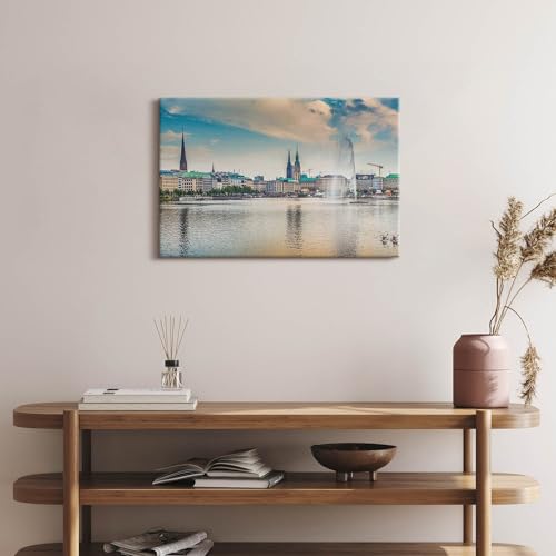 Tableaux 60x40cm Binnenalster Hambourg : décoration murale peinte Wallfluent