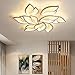 QLIGHA Plafonniers Modernes à LED Blanc Acrylique en Forme de Fleur en Fer forgé Monochrome/Dimmable 64W Éclairage pour Lustre de Salon de Chambre à Coucher, 9 têtes