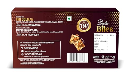 Image of TMI Date Bites 200g (Box of 10) | Premium Dates Energy Bites | 100% Natural & Hygienically Packed | Healthy Sweet Snack | Rich in Nutrients | Vegetarian