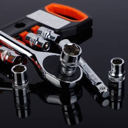 Mass Pro 1/2 Inch Square Drive Socket Set 12 Pcs Repair Tool Kit Heavy Duty Garage Tool Set For Car Bike Mechanical Maintenance Hand Tools