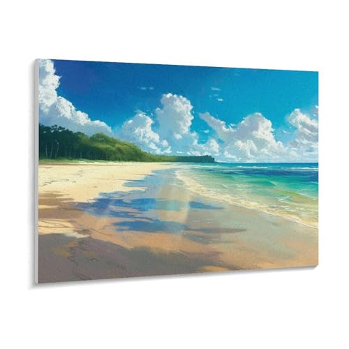 数字油絵 ラッセン 晴れたビーチの風景 デジタル油絵 数字キットによる絵画 DIY絵 手塗り 美しい海の景色 美しい熱帯の風景 数字キット塗り絵 壁飾り ホーム オフィス装飾 数字塗り絵 手工芸 初心者 大人 子供 贈り物 50×40cm