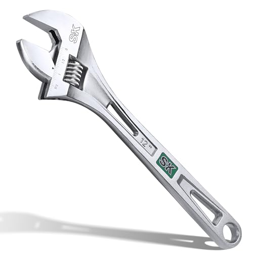 Image of SK 12-Inch Adjustable Wrench, 1-9 /16 inch Jaw Capacity, SAE&Metric Scales