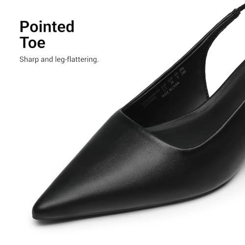 DREAM PAIRS Women's Kitten Heels Slingback Low Closed Toe Comfortable Pumps Pointed Toe Wedding Party Elegant Dress Shoes,Size 8.5,Black-Pu,SDPU25093W by DREAM PAIRS - Used condition - Image 6