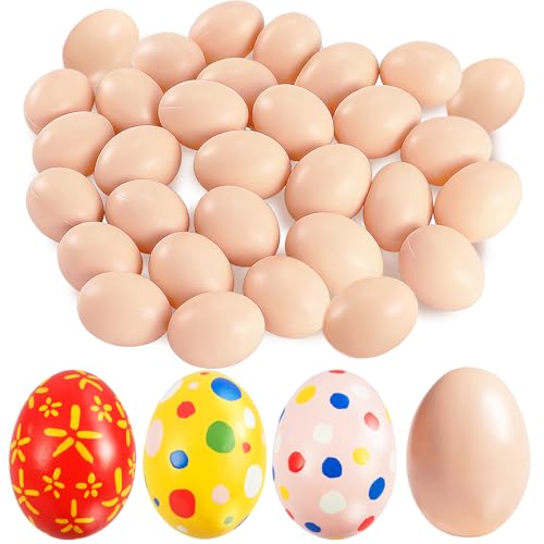 60 Pack Easter Plastic Eggs Brown Fake Easter Egg Artificial Chicken Egg for DIY Crafts Painting Easter Party Home Decor Nest