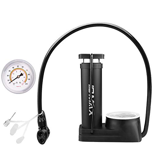 IDMAX Bike Pump, Portable Bicycle Tire Pump Mini Bike Floor Pump with Pressure Gauge Hand Foot Activated Bicycle Pump with Inflation Needle and Inflatable Device Compatible with Prestaï¼†Schrader Valve