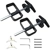 WellMade Shed Door Latch, T Handle Lock Kit, 512 Storage Barn Playhouse & Chicken Coop Lock Replacement Set, Black 2 Pack