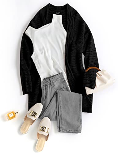 Traleubie Women's Open Front Long Sleeve Boho Boyfriend Knit Chunky Cardigan Sweater4