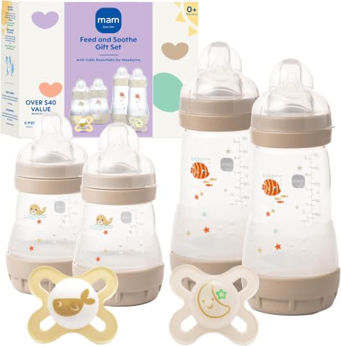 MAM Feeding Set, Newborn Anti-Colic | Self-Sterilizing | Baby Gift | Unisex | 6 Piece, Pack of 6