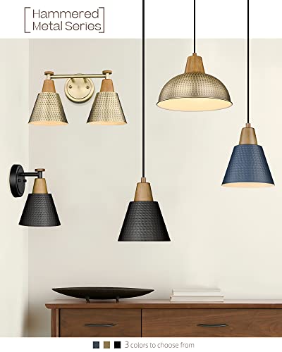 Image of FEMILA Bathroom Light Fixtures, 2-Light Bathroom Vanity Lights Over Mirror, Antique Gold Wall Sconces, Hammered Metal Shade, 4FG59B-2W BG