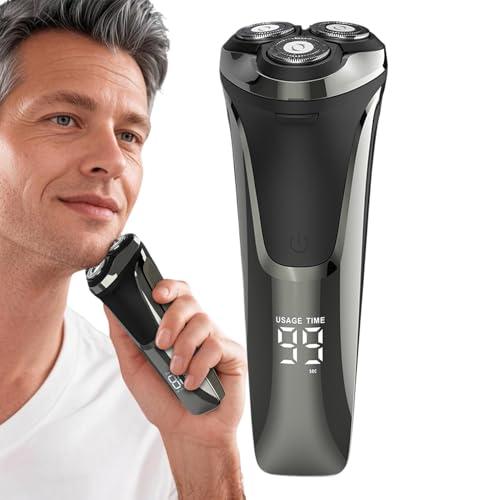 Tuxuseo Afeitadora eléctrica para hombres para cara, afeitadora eléctrica - Recortadora de barba flotante 4D húmeda y seca, recortadora de barba húmeda y seca, afeitadora recargable por USB para