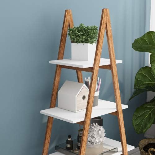HomVent 4-Tier Wood Bookshelf, Modern Ladder Shelves A Shape Storage Rack, Freestanding Flower Display for Home Office