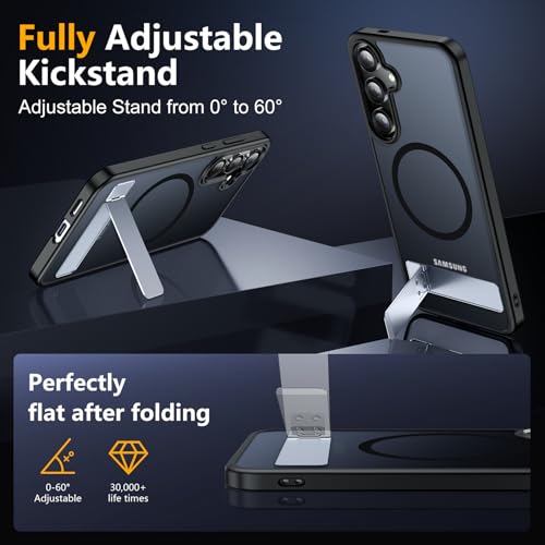 Image of SPIDERCASE Magnetic for Samsung Galaxy S25 Case, [3 Stand Ways][ Military Grade Drop Protection] with Invisible Stand Shockproof Slim Case for Samsung Galaxy S25 6.2 inch, Black