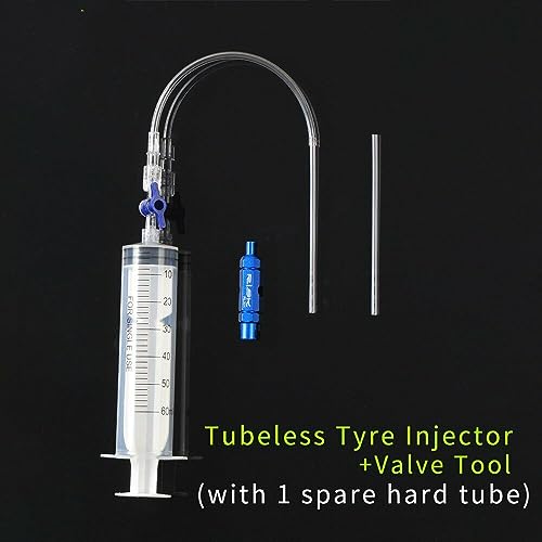 XBERSTAR Tubeless Tire Sealant Injector Bike Tubeless Tyre Oil Sealant Injector Syringe Tool Bicycle Tire Filling (Tubeless Tire Injector+Valve tool) - Image 2