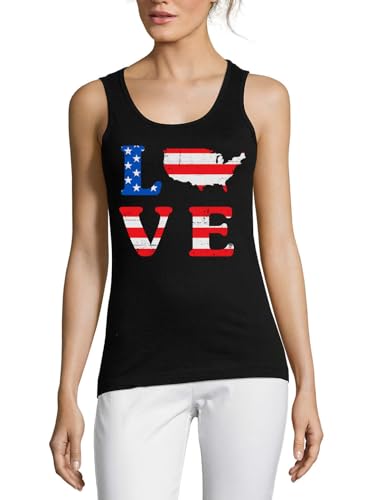 Débardeur USA Flag en coton noir femme : l'esprit de liberté et d'évasion