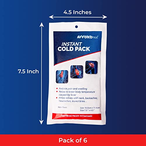 Affordtex Instant Cold Pack –6 Count Disposable 7.5 X 4.5 Inches Ice Packs – Must Have Medical Supplies For Outdoor Activities – Ice Packs Ideal For Injuries, Inflammation, Sprains, Strains #TOP2