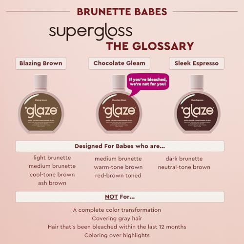 Glaze Super Gloss Color Conditioning Gloss – Blazing Brown for Natural Medium to Dark Brown Hair – Rinse Out Semi-Permanent Hair Gloss that Enhances Color and Boosts Shine & Hydration
