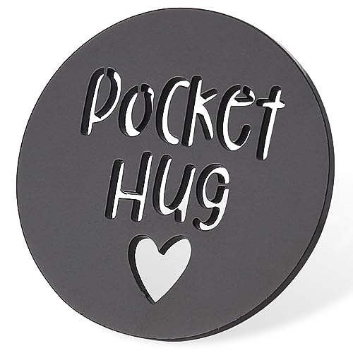 THRXOBN Pocket Hug Token Keepsake Gift for Friends Boyfriend Girlfriend Daughter Son, Pocket Hug A(black), 1.2inch