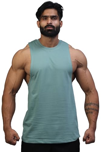 Image of JUARI BE A GENTLEMAN Men's Supper Combed Narrow Shoulder Gold Finish Sleeveless Deep Arm Cut Cotton Vest