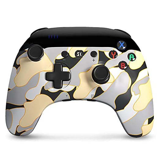 Mando Pro Nintendo Switch,con Doble Vibración & Turbo Función, 6-Axis Mando Inalámbrico para Nintendo Switch/Switch Lite/PC (Camuflaje Azul)