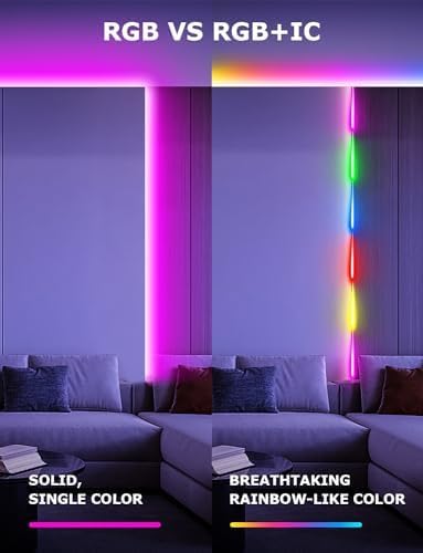 Miniatura 4 de Tira de luces LED inteligentes RGB de conexión continua, 16.4 pies para dormitorio, sala de juegos, tira de luces LED Bluetooth con control de