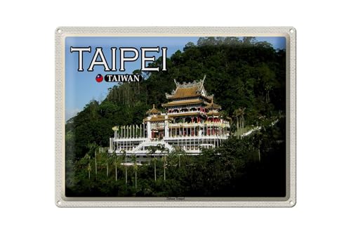 Femer Targa in metallo da viaggio, 40 x 30 cm, tempio Taipei Taiwan Zhinan