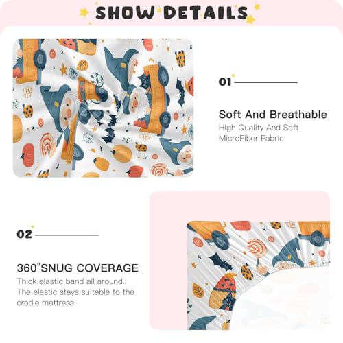 Image of Caikeny Fitted Crib Sheet for Boys Girls Cute Gnomes Halloween Candy Cats Bats Baby Crib Sheets Bassinet Sheets Crib Mattress Bed Sheets for Toddler Newborn Infant 27 x 39 in