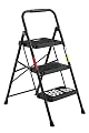 BONTEC 3-Step Ladder, Folding Step Stool with Wide Anti-Slip Pedals, Max Load Capacity 600lbs Sturdy Steel Ladder, Convenient Handgrip, Lightweight Portable Step Stool for Adults, Black