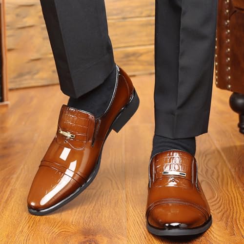 Men Dress Oxford Formal Shoes Anti-Slip Non Slip Resistant Prom Vintage Slip-on Genuine Leather Pointed Toe3