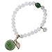 Produktbild J.Memi's Damen Armband 925 Sterling Silber Atürliches Jade Mit Doppelter Glücksbrief Anhänger Schmuck Geschenk Für Freundin Mutter,Weiß