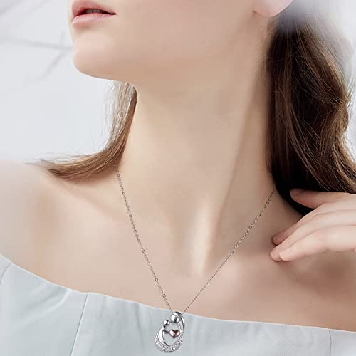 MILACOLATO Mother's Day Gifts S925 Sterling Silver Mother Daughter Necklaces 18K White Gold Filled Mom and Child Heart Birthstone Necklace Mom Pendant Necklaces for Mom New Mum Grandma Women Wife4