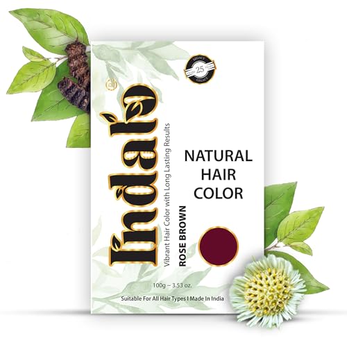 Image of Indalo Natural Hair Color Rose Brown | No Ammonia, No Paraben, No PPD, Rose Brown Hair Color | Suitable for Men & Women - 100g (Pack of 3)