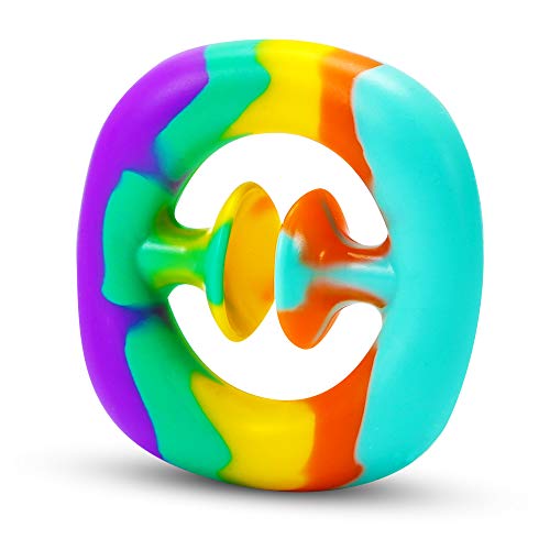 Stress Relief Snapper Fidget Toy, Party Popper Noise Maker, Hand Grip Squeeze Grab Snap Sensory Toys for Child and Adults, 1 Pack (Rainbow)