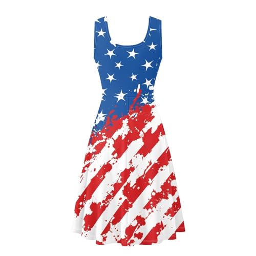 Image of Dreaweet Casual Sleeveless Dresses for Women Girls, Round Neck Tank Dresses with Pockets Summer Sundress Size XS-4XL
